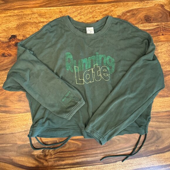 OFFLINE By Aerie Weekend casual‎ Side Tie Sweatshirt L Green - Picture 2 of 12